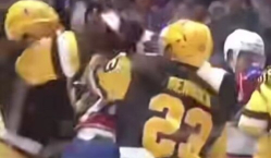 Хоккеист сборной Казахстана устроил драку в дебютном матче в США. Видео