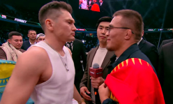 Мухит Амантаев и Марсель провели дуэль взглядов перед боем. Видео