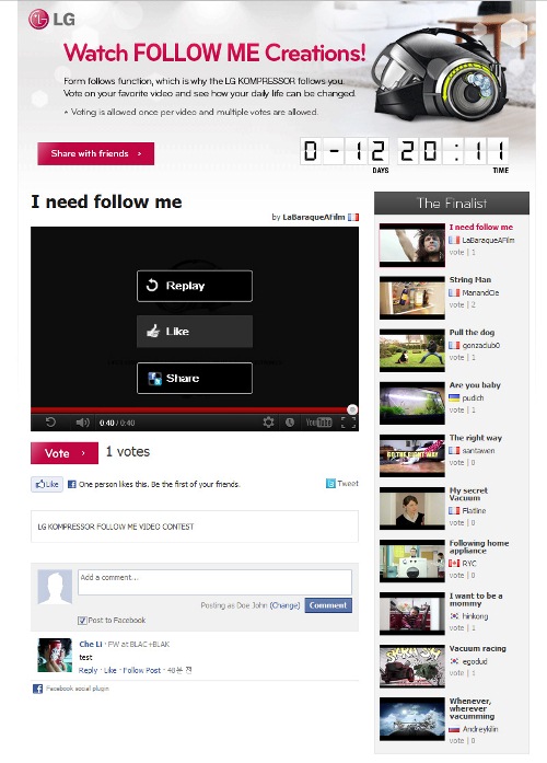 Он-лайн конкурс LG KOMPRESSOR FOLLOW ME™ привлек участников со всего мира