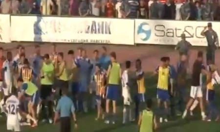 Видео послематчевой стычки игроков «Тараза» и «Астаны» 