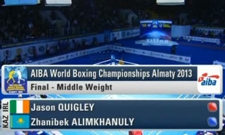 Видео боя чемпионата Мира Жанибек Алимханулы — Джейсон Куигли