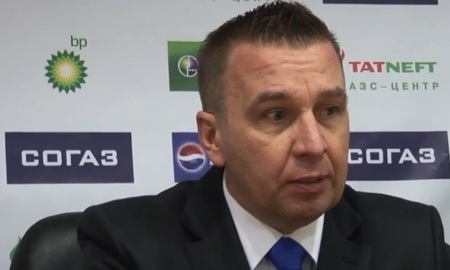 Видео послематчевой пресс-конференции игры КХЛ «Ак Барс» — «Барыс» 1:2