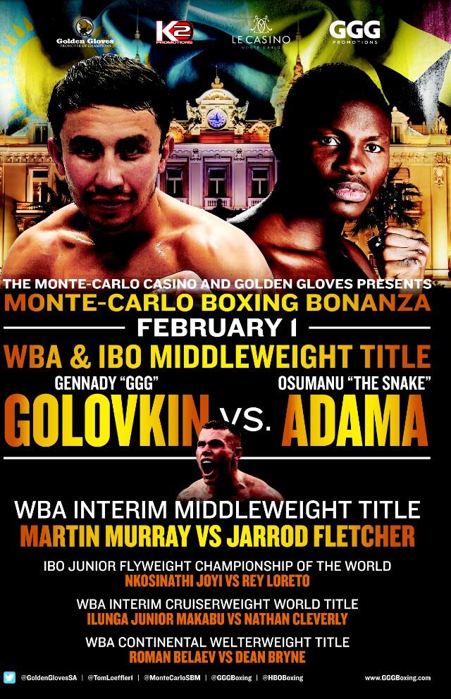 Афиша боя Головкин — Адама