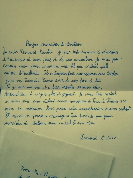 Сын Кивилева просит организаторов признать отца победителем Тур де Франс-2001