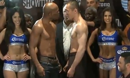 Видео церемонии взвешивания боя Хопкинс — Шуменов