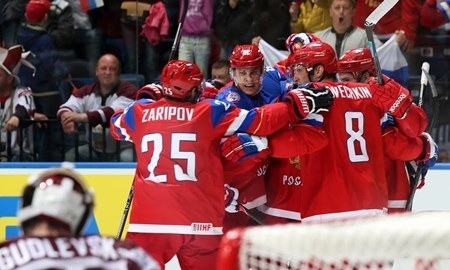 Россия уверенно переиграла Латвию