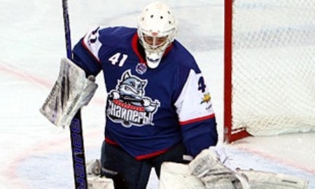 Вратарь Дмитрий Ряжинов на просмотре в «Барысе»