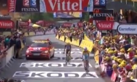 Видео финиша 14-го этапа «Тур де Франс» с участием Винченцо Нибали