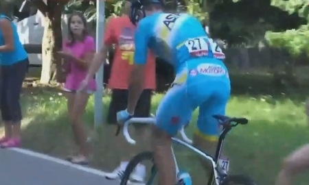 Видео финиша 13-го этапа «Вуэльты» с участием гонщиков «Астаны»