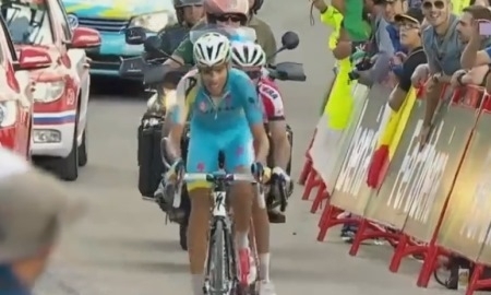 Видео финиша 20-го этапа «Вуэльты» с участием гонщиков «Астаны»