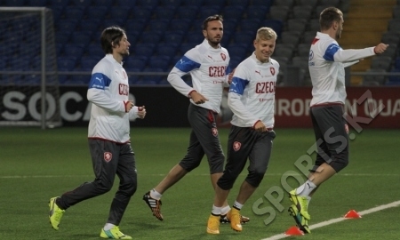 Фоторепортаж с предматчевой тренировки сборной Чехии