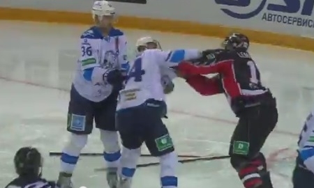 Видео драки Лемтюгов — Руденко на матче КХЛ «Авангард» — «Барыс» 2:1 Б 