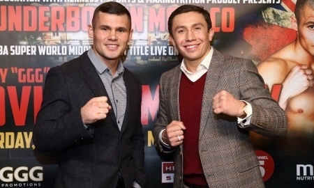 Фото с пресс-конференции боя Головкин — Мюррей
