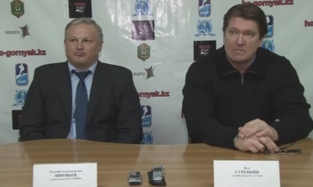 Видео послематчевой пресс-конференции игр чемпионата РК «Горняк» — «Арлан» 5:3, 1:2