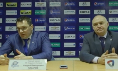 Видео послематчевой пресс-конференции игры КХЛ «Барыс» — «Северталь» 3:2 ОТ