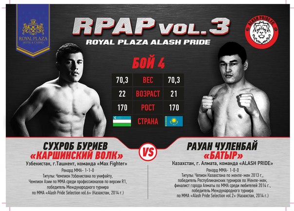 Файткард турнира по ММА «Royal Plaza vol.3»