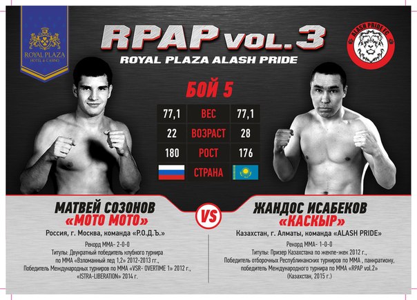 Файткард турнира по ММА «Royal Plaza vol.3»