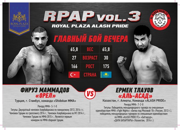 Файткард турнира по ММА «Royal Plaza vol.3»