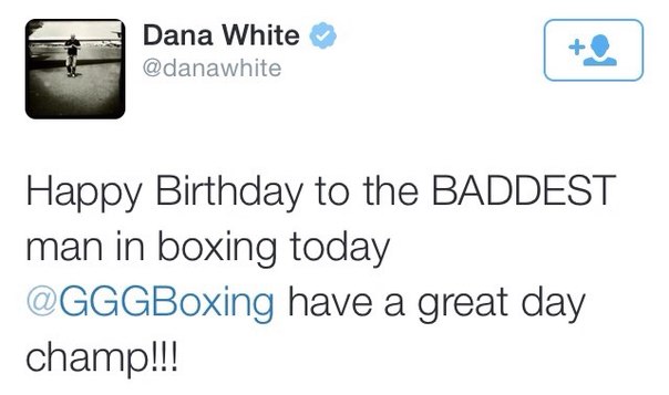 Президент UFC поздравил Геннадия Головкина с днем рождения