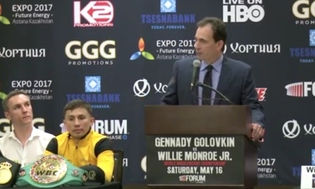 Полное видео пресс-конференции боя Головкин — Монро