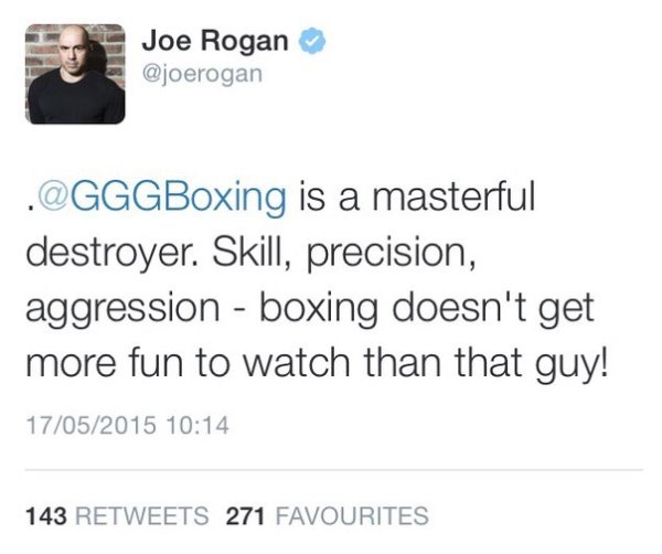 Джо Роган: «Головкин — мастерский разрушитель»