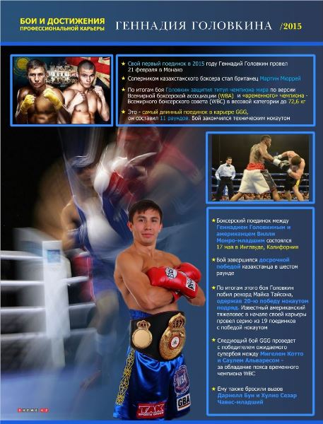 Бои и достижения профессиональной карьеры Геннадия Головкина в 2015 году