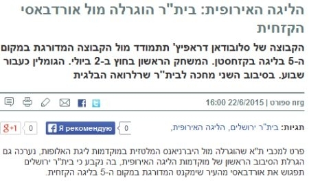 «Теперь перелет в это мусульманское государство — дело далеко не самое неприятное». Обзор израильской прессы по поводу противостояния «Бейтар» — «Ордабасы»