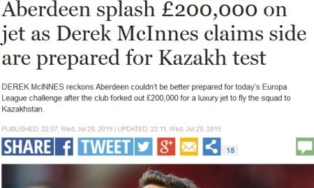«Абердин выложил 200 тысяч фунтов за то, чтобы прилететь чартером в Казахстан». Обзор британских СМИ перед матчем «Кайрат» — «Абердин»