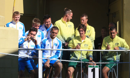 Фоторепортаж с жеребьевки матча Кубка Дэвиса Австралия — Казахстан