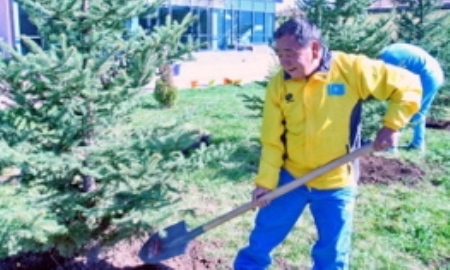 Олимпийский чемпион Жаксылык Ушкемпиров посадил именное дерево на «Аллее чемпионов»
