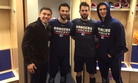 Геннадий Головкин встретился с игроками «Нью-Йорк Рейнджерс»