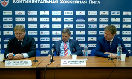 Видео послематчевой пресс-конференции игры КХЛ ЦСКА — «Барыс» 4:3 ОТ