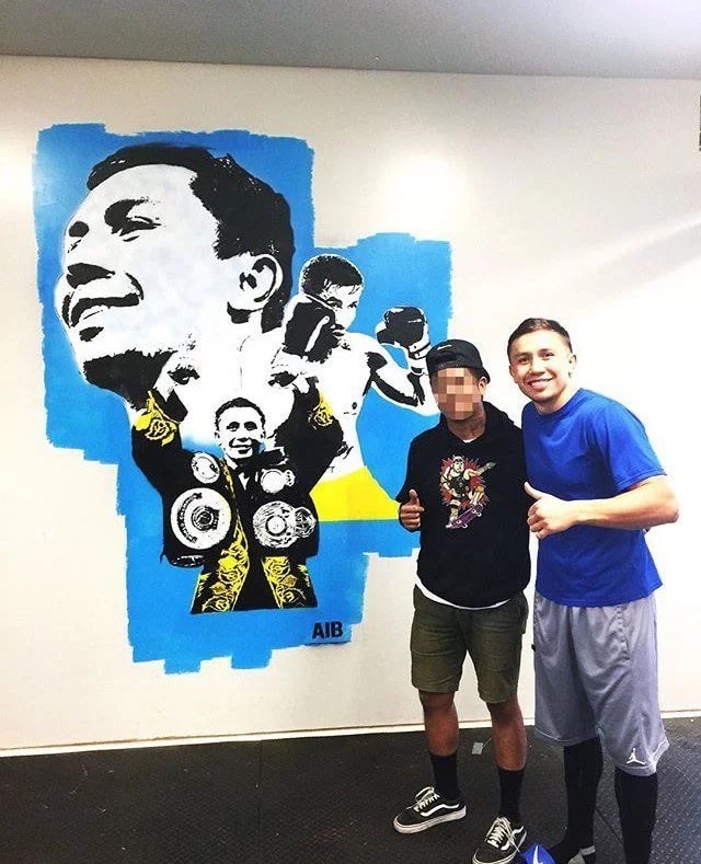 Портрет Головкина появился на стене тренировочного зала в Калифорнии