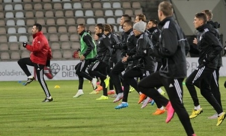 Фоторепортаж с предыгровой тренировки сборной Латвии