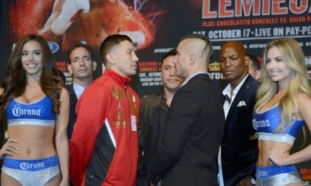 Фоторепортаж с финальной пресс-конференции боя Головкин — Лемье