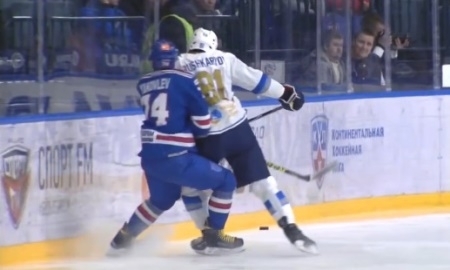 Силовой прием Пушкарева в матче СКА — «Барыс» 5:1 вошел в ТОП-10 лучших силовых приемов недели КХЛ