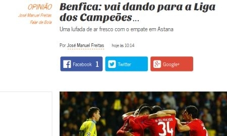 «Ничья в этом матче для „Бенфики“ равносильна победе». Обзор португальских СМИ после матча «Астана» — «Бенфика»