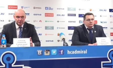 Видео послематчевой пресс-конференции игры КХЛ «Адмирал» — «Барыс» 6:3 