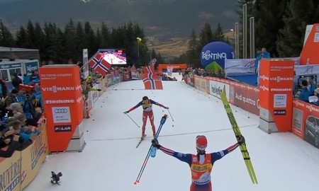 Видео финиша гонки преследования «Тур де Ски» с участием Алексея Полторанина 