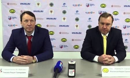 Видео послематчевой пресс-конференции игры ВХЛ «Сарыарка» — «Нефтяник» 2:5