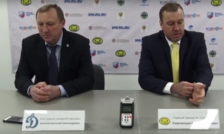 Видео послематчевой пресс-конференции игры ВХЛ «Сарыарка» — «Динамо» 2:3 Б
