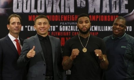Фоторепортаж с пресс-конференции боя Геннадий Головкин — Доминик Уэйд в Нью-Йорке