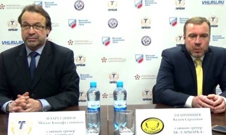 Видео послематчевой пресс-конференции игры плей-офф ВХЛ «Торпедо» — «Сарыарка» 1:2 ОТ