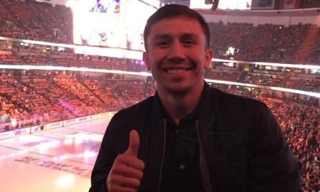 Геннадий Головкин посетил матч плей-офф НХЛ