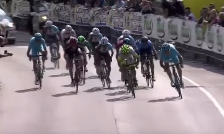 Видео победного финиша «Астаны» на четвертом этапе «Джиро дель Трентино»