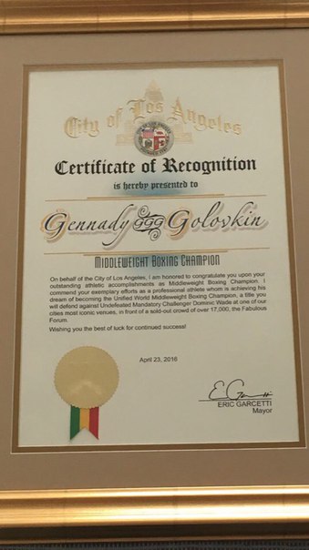 Мэр Лос-Анджелеса пожелал удачи Геннадию Головкину