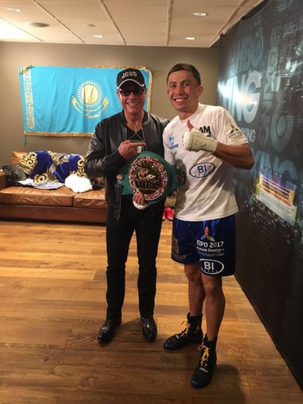 Жан-Клод Ван Дам пришел пожелать Геннадию Головкину удачи в бою против Доминика Уэйда