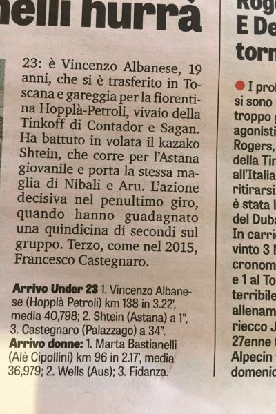 Григорий Штейн — второй на однодневной гонке в Италии