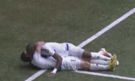 Видео второго гола Сержа Бандо Нганбе в матче Премьер-Лиги «Окжетпес» — «Акжайык»