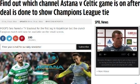 «Даже самые преданные болельщики „Селтика“ вряд ли поставят свои деньги на любимую команду». Обзор британских СМИ перед матчем «Астана» — «Селтик»